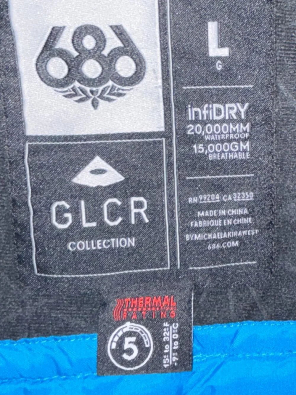 : ⁠686 GLCR Hydra Thermagraph Ski Snowboard Jacket Mens L Blue Waterproof⁠